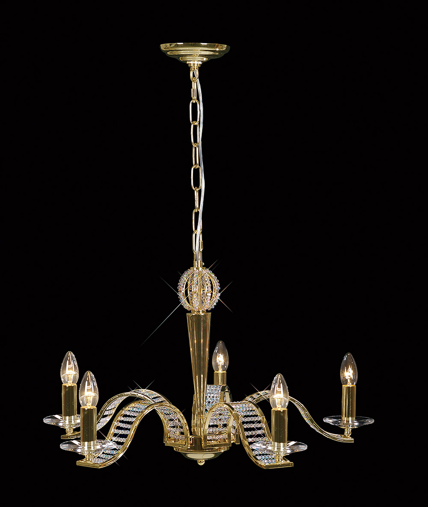 IL30445  Niobe Crystal Pendant 5 Light French Gold